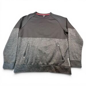 Reebok Sweatshirt Mens Large Gray Speedwick Fleece Pullover Zip Pockets Athletic